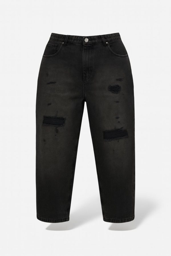 شلوار جین نیم بگ فشن ذغالی