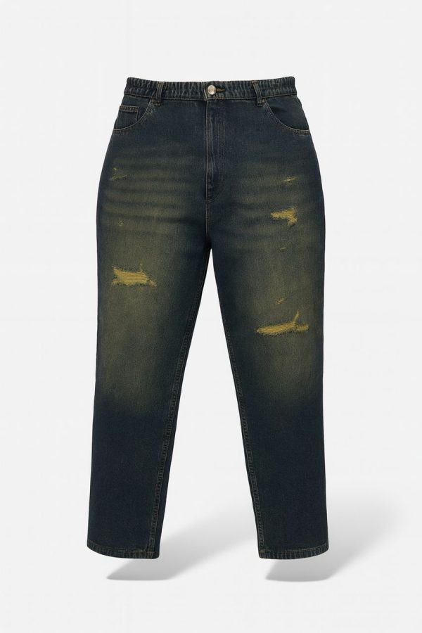 شلوار جین نیم بگ فشن آبی کثیف