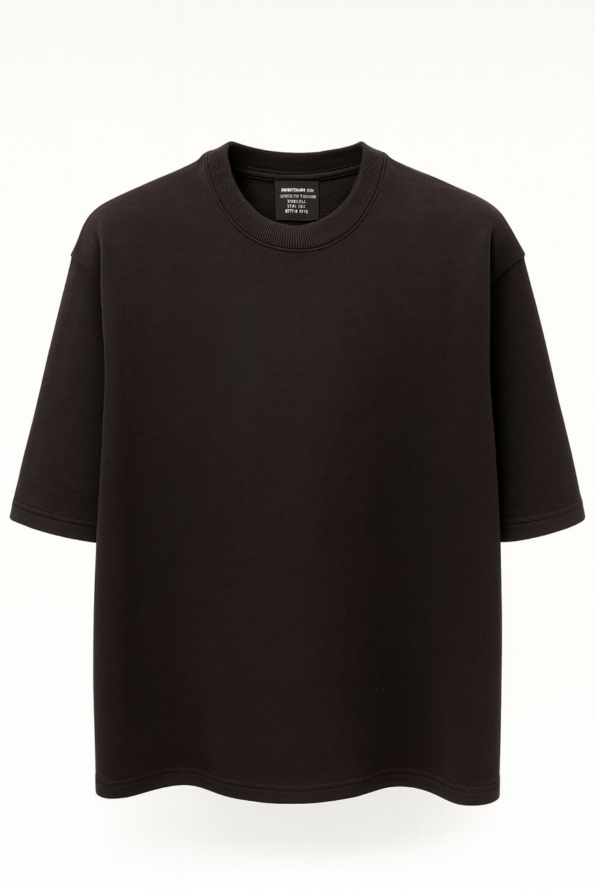 تی شرت بیسیک قهوه ای سوخته گرم بالا