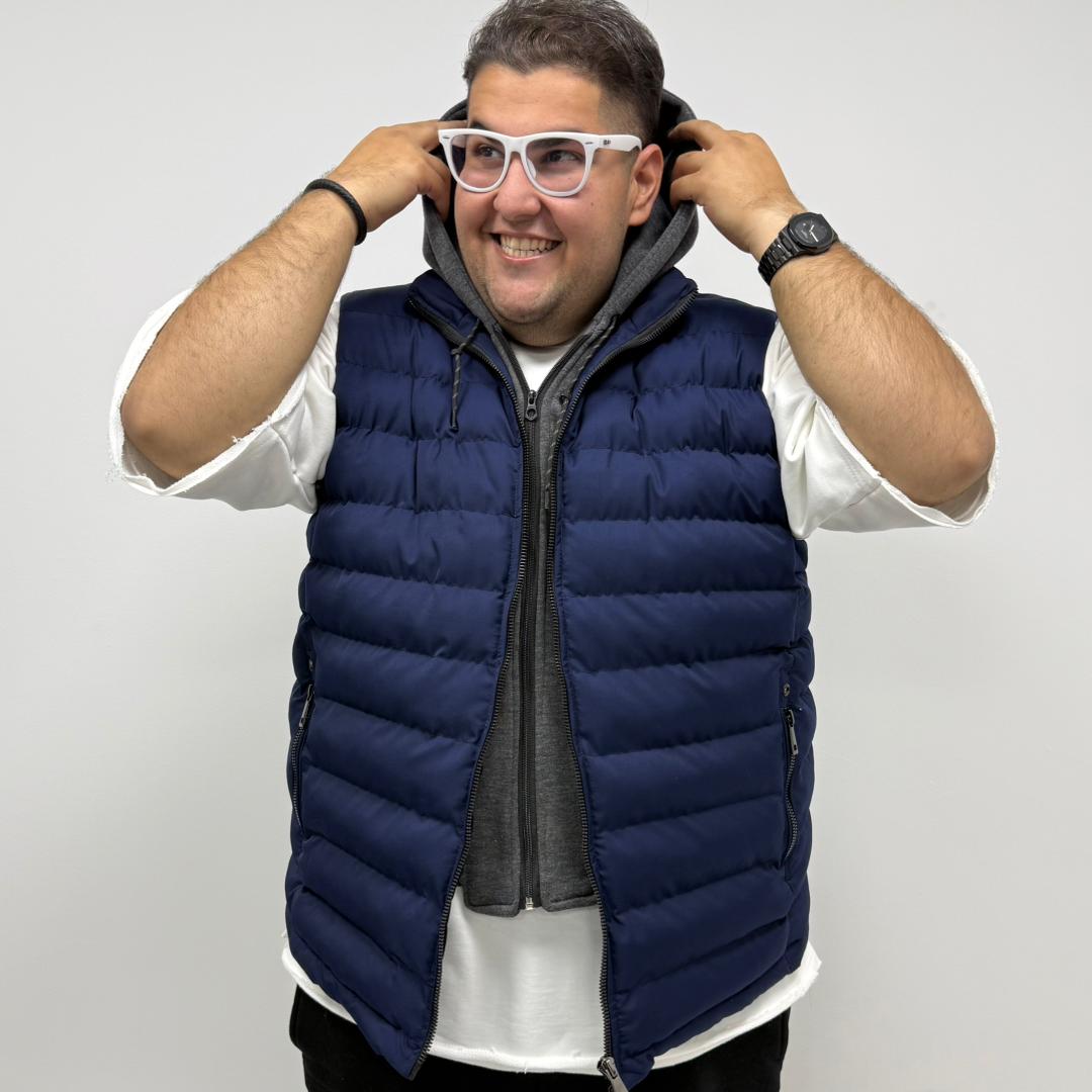 پافر کلاهدار پفی سرمه ایی سایز بزرگ