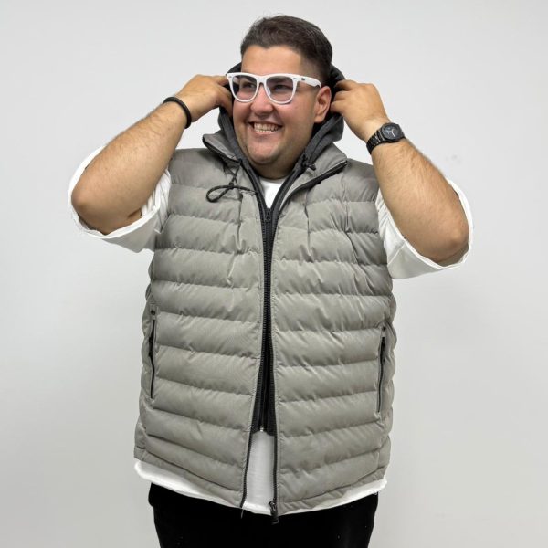 پافر کلاهدار پفی طوسی سایز بزرگ