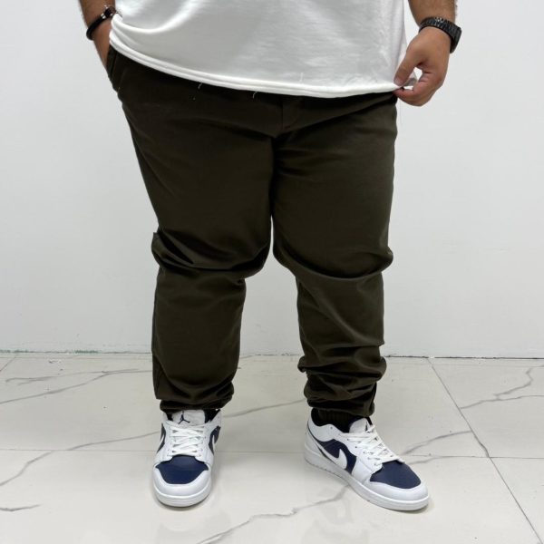 شلوار اسلش کتان سبز یشمی سایز بزرگ