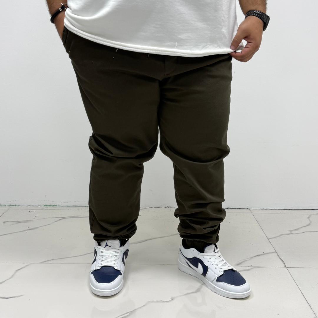 شلوار اسلش کتان سبز یشمی سایز بزرگ