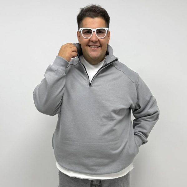 دورس نیم زیپ طوسی سایز بزرگ