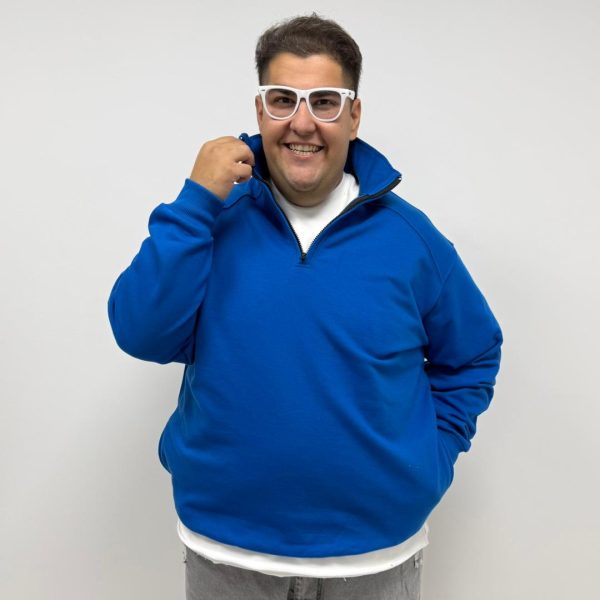 دورس نیم زیپ آبی سایز بزرگ