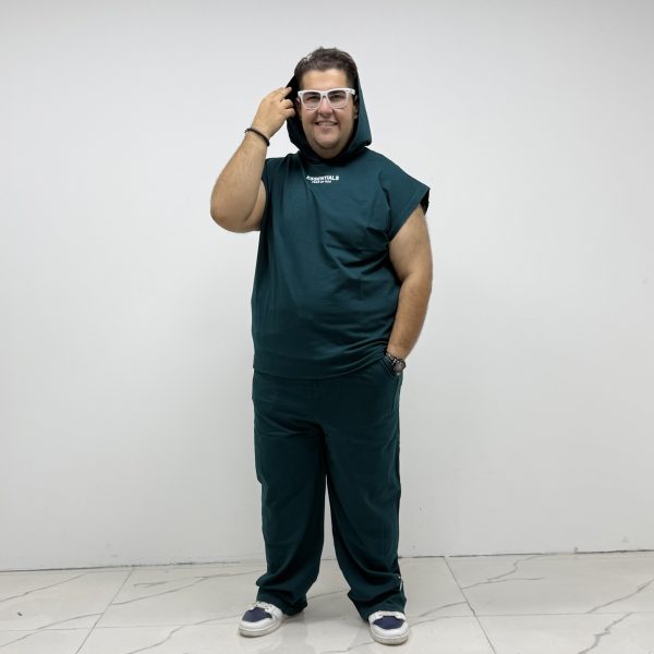 ست وست و شلوار سبز کله غازی سایز بزرگ