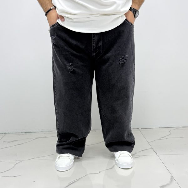 شلوار بگ ذغالی زاپدار