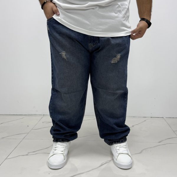 شلوار مام آبی کثیف زاپدار