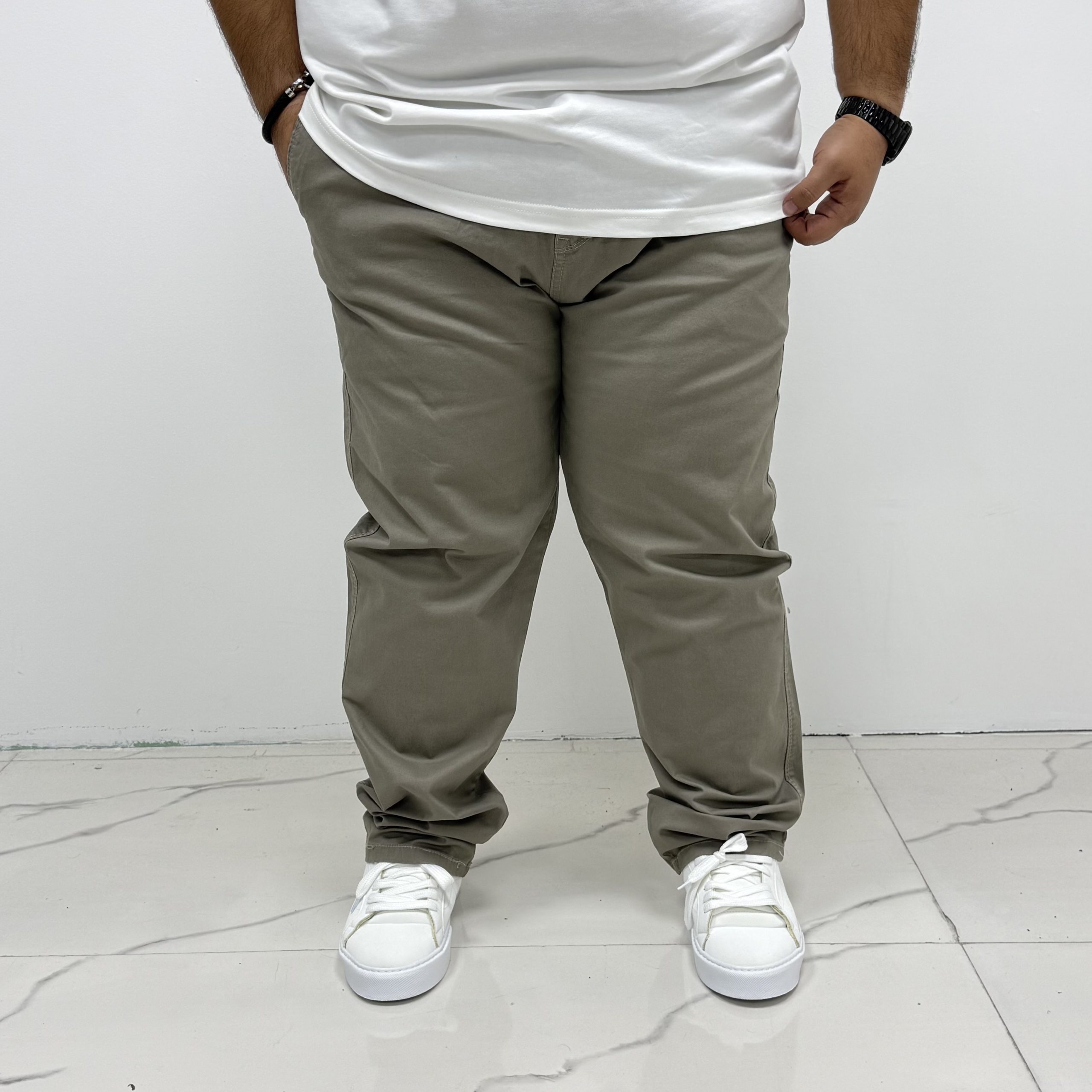 شلوار کتان خاکی سایز بزرگ