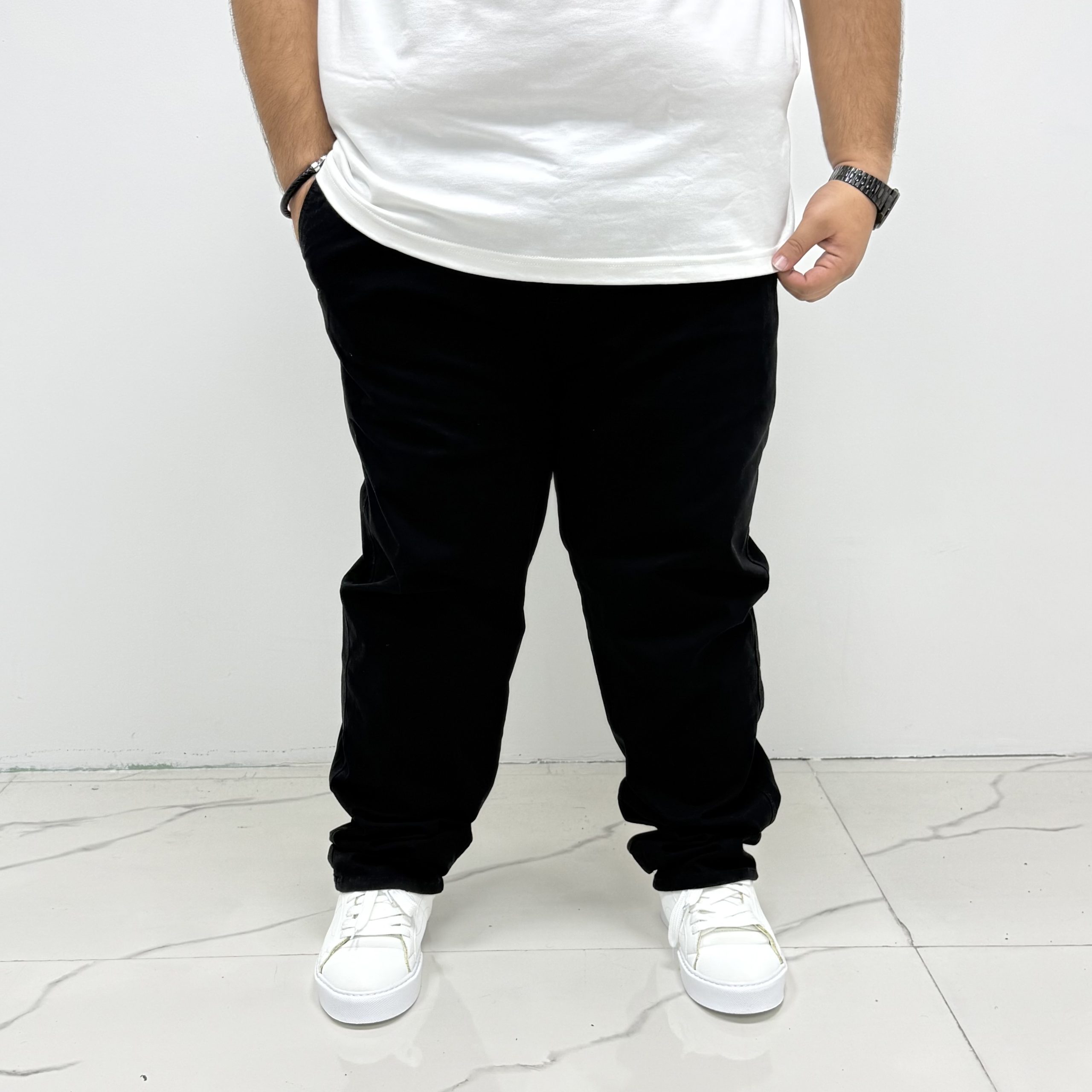 شلوار کتان مشکی سایز بزرگ