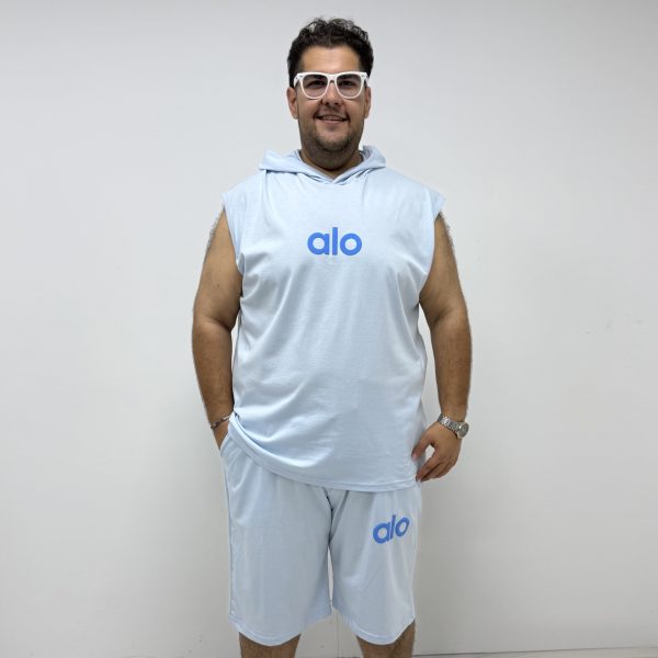 ست وست و شلوارک آبی یخی alo